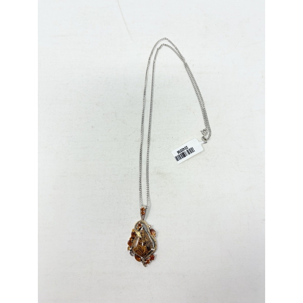 Shop LC Indian Script Stone/Santa Ana Madeira Citrine/ Diamond Pendant 5658